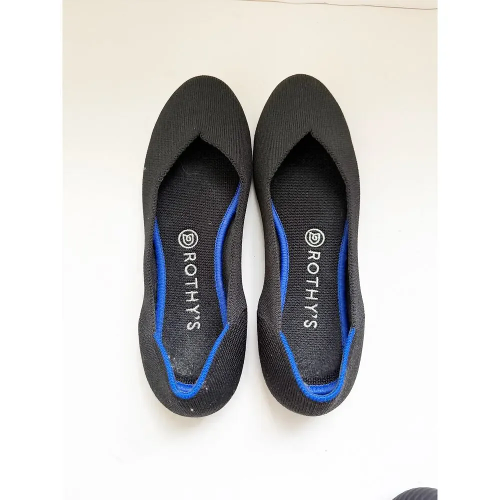 Rothy's The Flat Women's Slip-On Shoes,Black Classic Flats 8.5